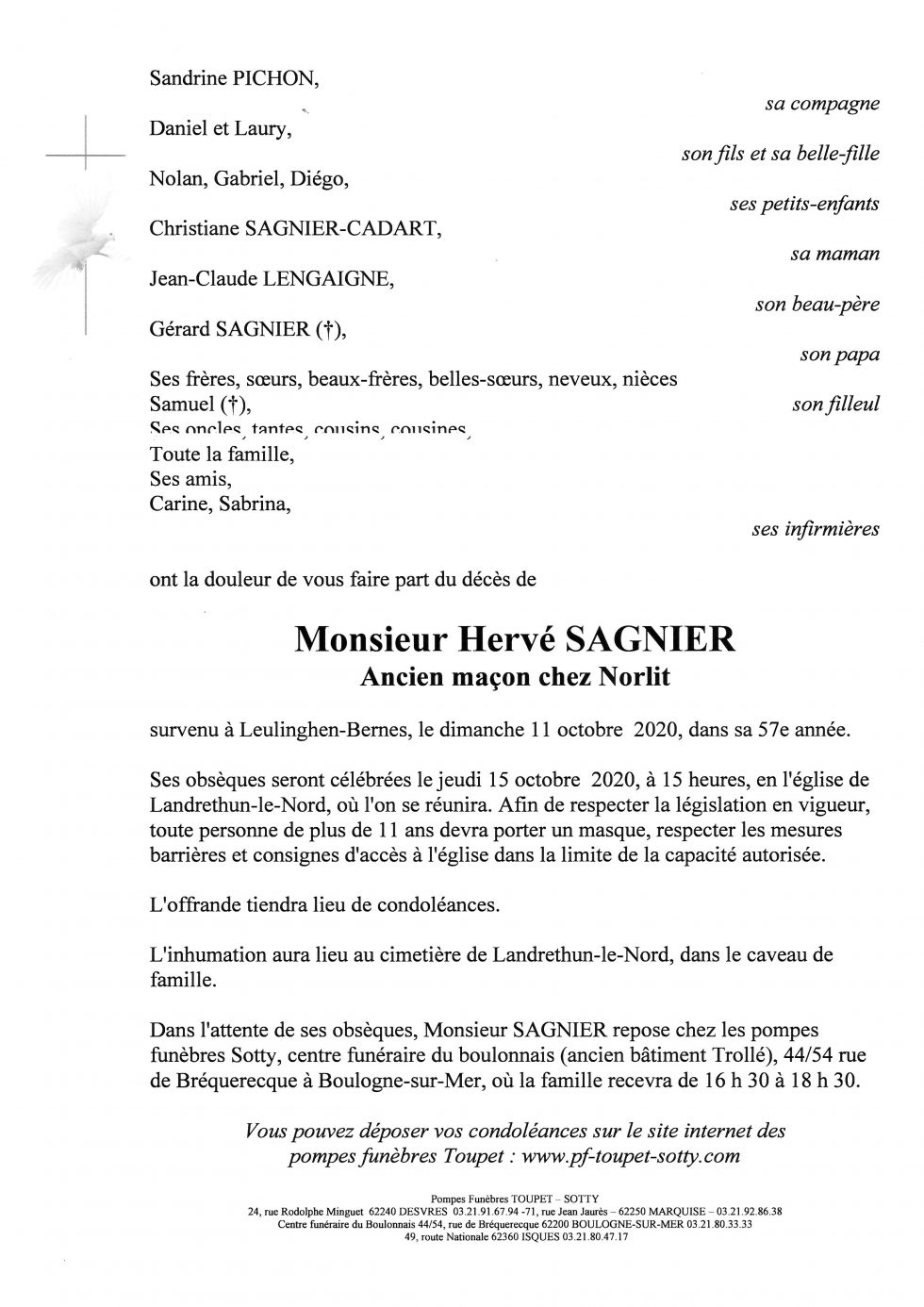 Pompe Funèbre Sagnier Grandvilliers Avis De Décès