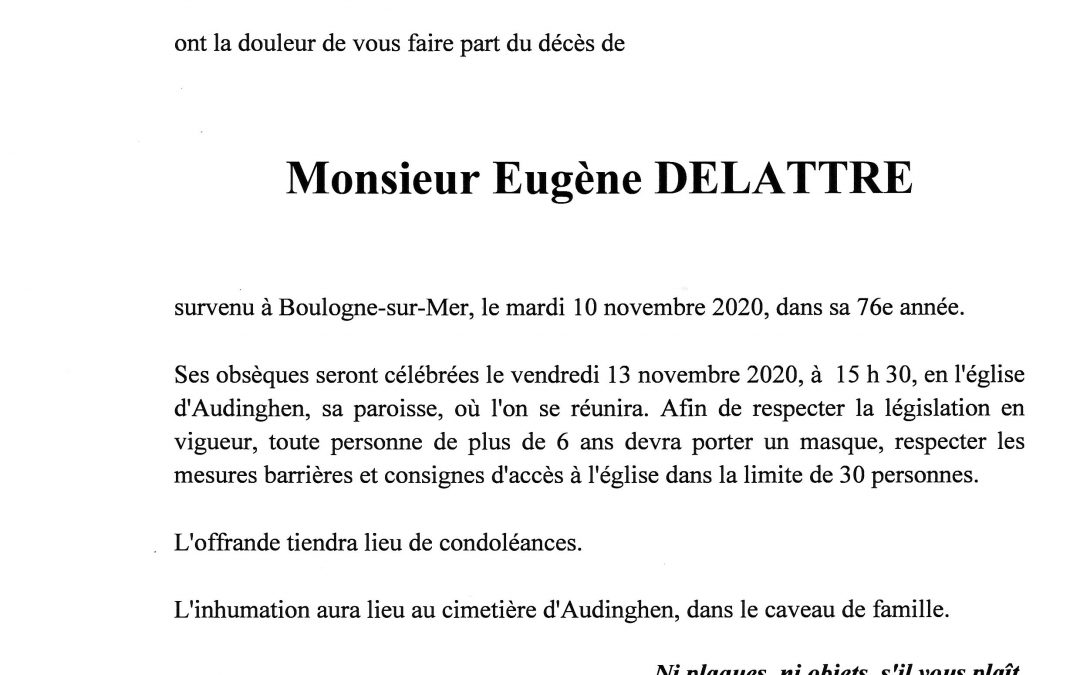 Avis De Décès Pompes Funèbres Delattre La Bassée
