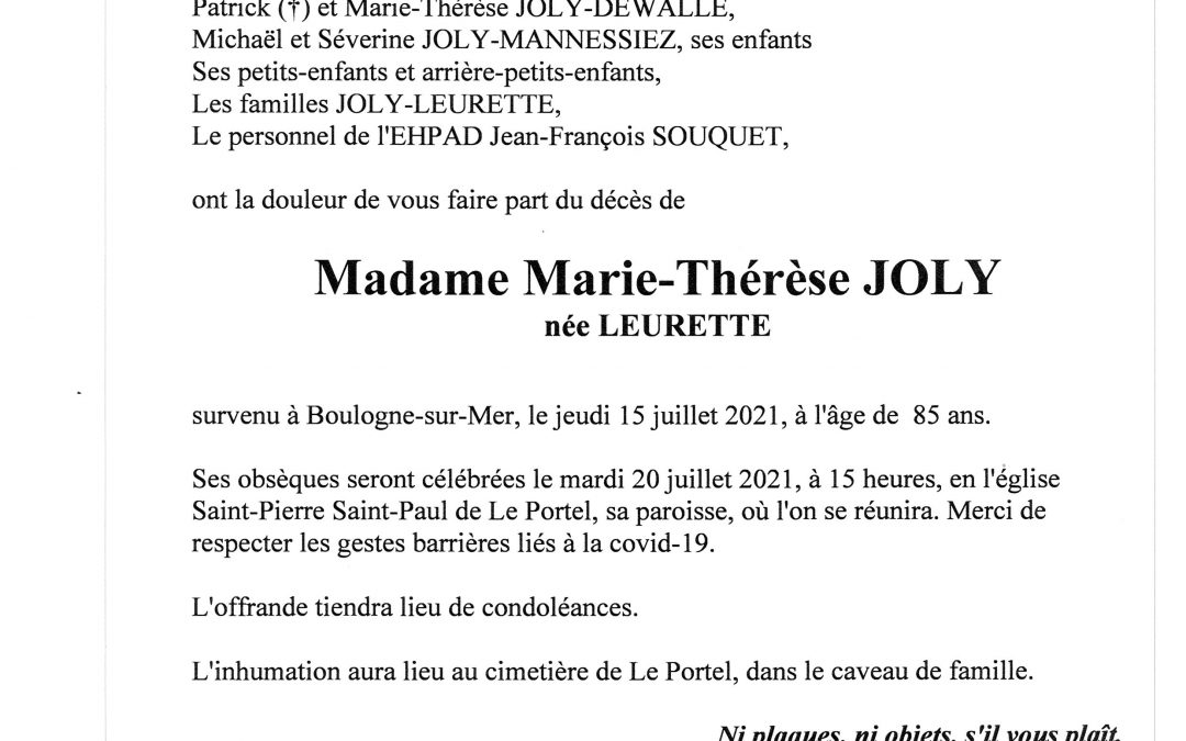 Pompes Funèbres Joly Desvres Avis De Décès