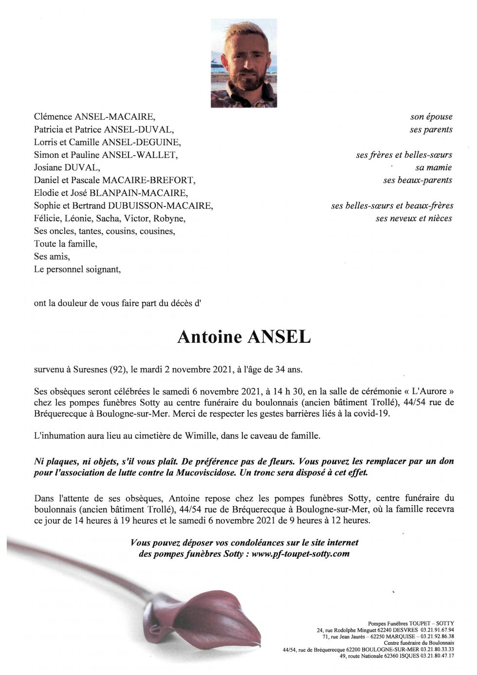 Pompes Funebres Boulanger Wimille Avis De Deces