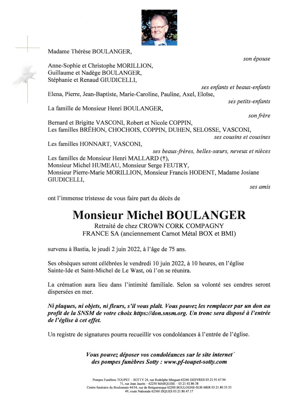 Pompes Funebres Boulanger Wimille Avis De Deces
