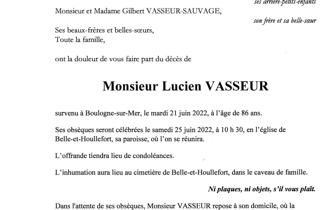 Pompes Funebres Vasseur Arques Avis De Deces